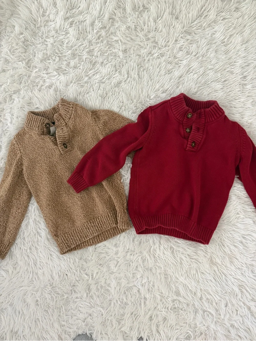 Carter's 5T Boys 100% Cotton Sweater Bundle Red Brown Shawl Collar